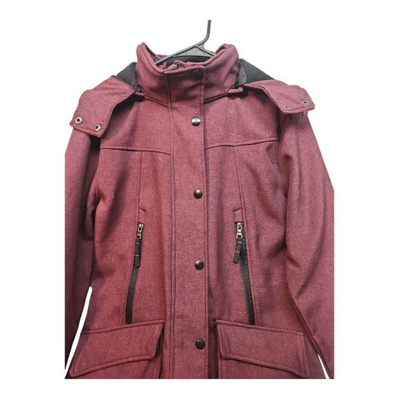 Celsius Premium Maroon Red Parka Coat Cinch Waist Fleece Lined Size XL - Picture 9 of 10